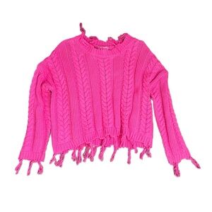 Altar'd State Vibrant Pink Fringe Sweater